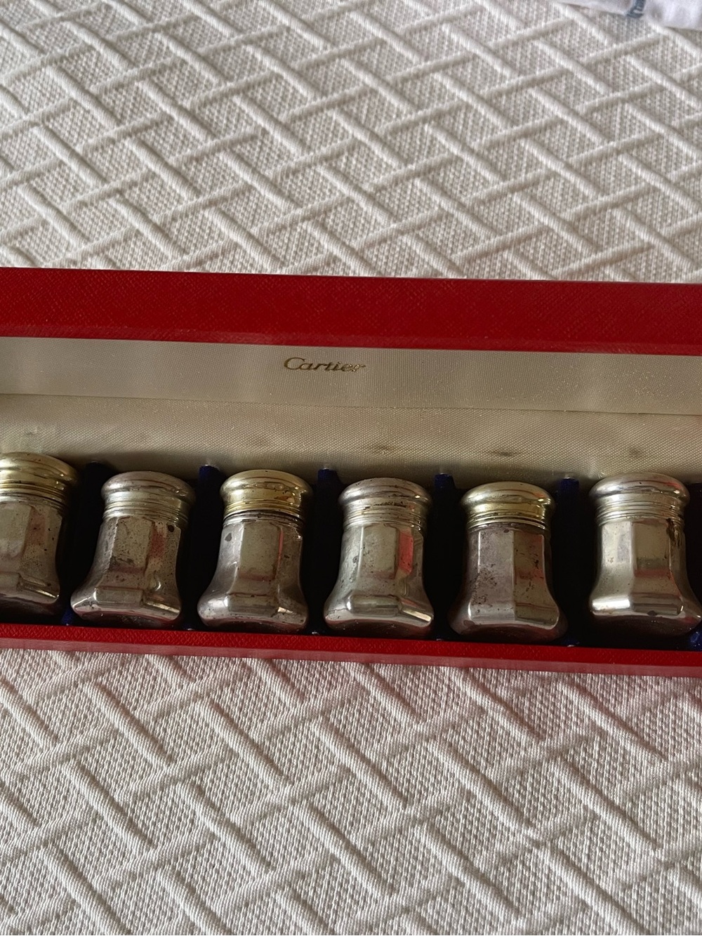 VintageCartier sterling Silver 8Salt&pepper shakersSet with Red Presentation Box